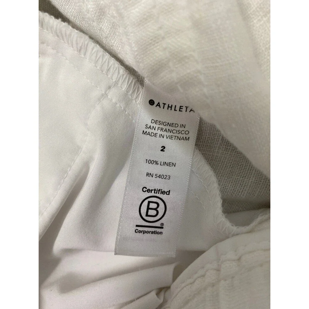 ATHLETA Cabo 100% Linen Joggers Calla White Size 2 NWOT